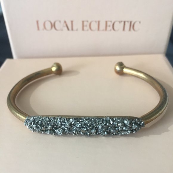NWOT Pyrite and brass cuff bracelet - Picture 1 of 4